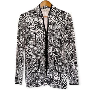 Chicos Abstract Zip Front Cardigan Jacket Size 1 Medium